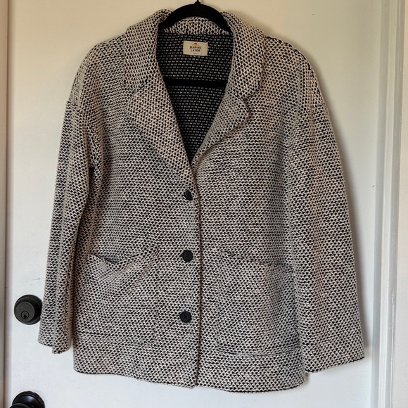 Marine Layer Birdseye Blazer black white contrast small women’s - Picture 2 of 5